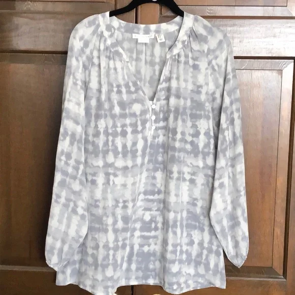 Max Studio Gray Silk Blouse with Textured Finish - Picture 1 of 6